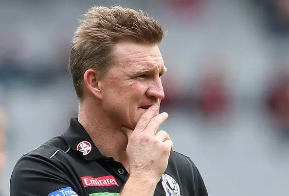 during the round 23 AFL match between the Collingwood Magpies and the Essendon Bombers at Melbourne Cricket Ground on September 6, 2015 in Melbourne, Australia.