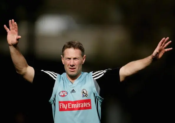 MELBOURNE, AUSTRALIA - MAY 09: Magpies assistant coach Gavin Brown is seen during a Collingwood Magpies AFL training session at Gosch's Paddock on May 9, 2007 in Melbourne, Australia. (Photo by Robert Cianflone/Getty Images)