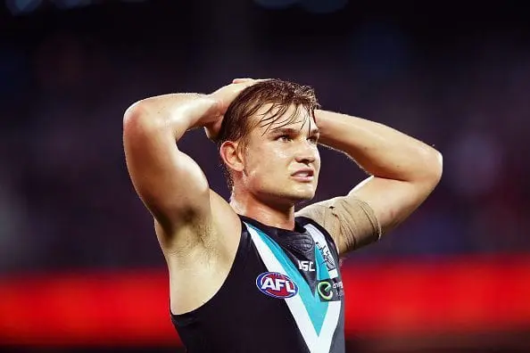 ADELAIDE, AUSTRALIA - MAY 08: Ollie Wines of the Power looks on during the round seven AFL match between the Port Adelaide Power and the Brisbane Lions at Adelaide Oval on May 8, 2016 in Adelaide, Australia. (Photo by Morne de Klerk/Getty Images)