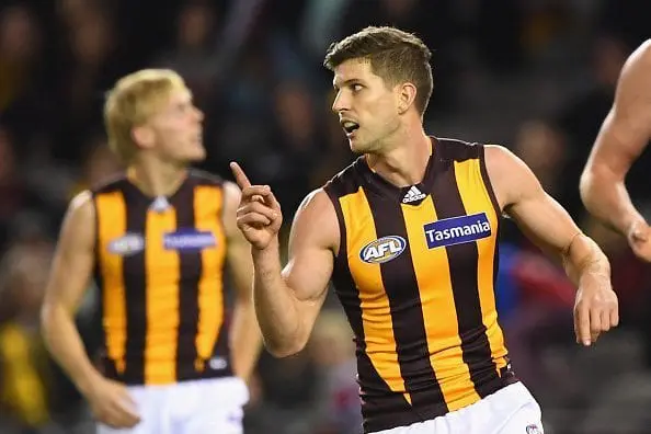 during the round 12 AFL match between the Essendon Bombers and the Hawthorn Hawks at Etihad Stadium on June 10, 2016 in Melbourne, Australia.