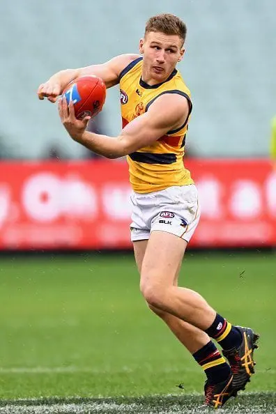 during the round 16 AFL match between the Carlton Blues and the Adelaide Crows at Melbourne Cricket Ground on July 10, 2016 in Melbourne, Australia.