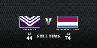 FULL TIME: Fremantle vs Bulldogs – Round 18, 2020 FULL TIME: Fremantle vs Bulldogs - Round 18, 2020