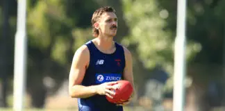 “Dodged a bullet”: Melbourne key position pair a chance for AFL Wildcard Round MELBTRAIN091