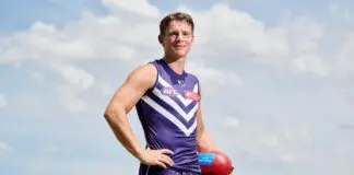 Caleb Serong. Photo credit: Stefan Gosatti/AFL Photos.