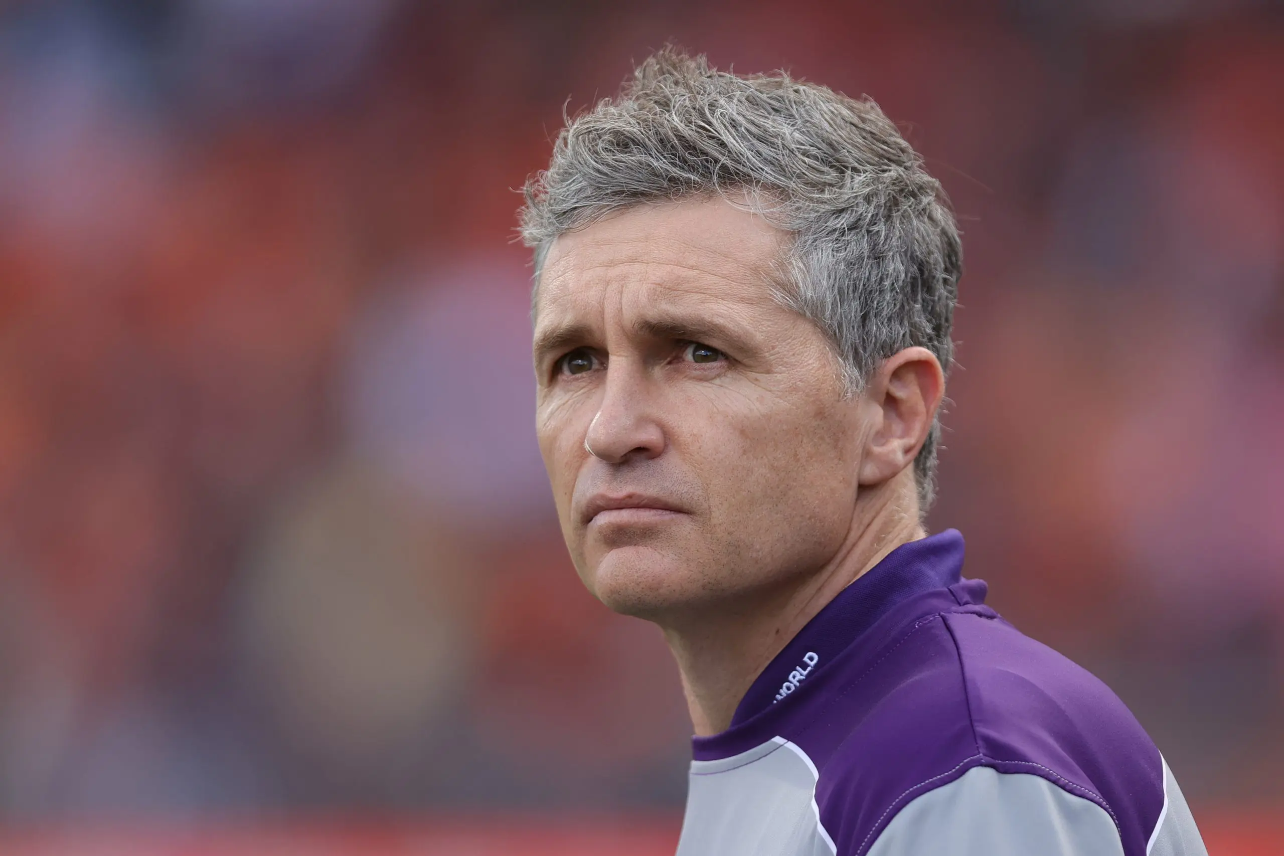 SYDNEY, AUSTRALIA - AUGUST 17: Justin Longmuir, Senior Coach of the Dockers looks on during the round 23 AFL match between Greater Western Sydney Giants and Fremantle Dockers at ENGIE Stadium on August 17, 2024 in Sydney, Australia. (Photo by Jason McCawley/AFL Photos/via Getty Images)