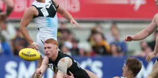 VFL gun secures Hawthorn train-on chance MELBOURNE, AUSTRALIA - SEPTEMBER 22: Jack Riding of the Tigers handpasses the ball during the 2024 VFL Grand Final match between Werribee and the Southport Sharks at IKON Park on September 22, 2024 in Melbourne, Australia. (Photo by Rob Lawson/AFL Photos via Getty Images)