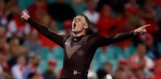 SYDNEY, AUSTRALIA - MARCH 07: James Sicily of the Hawks celebrates a goal during the 2025 AFL Opening Round match between the Sydney Swans and the Hawthorn Hawks at the Sydney Cricket Ground on March 7, 2025 in Sydney, Australia. (Photo by Michael Willson/AFL Photos via Getty Images)