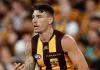 All-Australian defender scratched as Hawthorn explain important duo’s omission for Melbourne clash MELBOURNE, AUSTRALIA - MARCH 14: Josh Battle of the Hawks in action during the 2025 AFL Round 01 match between the Hawthorn Hawks and the Essendon Bombers at the Melbourne Cricket Ground on March 14, 2025 in Melbourne, Australia. (Photo by Michael Willson/AFL Photos via Getty Images)
