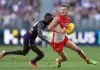 Coaches of the AFL’s top two sides preview mouthwatering Thursday night clash PERTH, AUSTRALIA - MARCH 23: Riley Bice of the Swans in action during the round two AFL match between Fremantle Dockers and Sydney Swans at Perth Stadium, on March 23, 2025, in Perth, Australia. (Photo by Paul Kane/Getty Images)