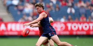Harvey to stay a Harv-Dee MELBOURNE, AUSTRALIA - MARCH 29: Harvey Langford of the Demons kicks during the round three AFL match between Melbourne Demons and Gold Coast Suns at Melbourne Cricket Ground, on March 29, 2025, in Melbourne, Australia. (Photo by Josh Chadwick/AFL Photos/via Getty Images)