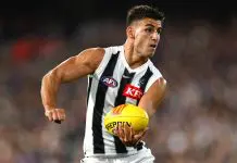What Tasmania CEO would offer Collingwood for superstar MELBOURNE, AUSTRALIA - MARCH 21: Nick Daicos of the Magpies handballs during the round two AFL match between Footscray Bulldogs (Western Bulldogs) and Collingwood Magpies at Melbourne Cricket Ground, on March 21, 2025, in Melbourne, Australia. (Photo by Quinn Rooney/Getty Images)