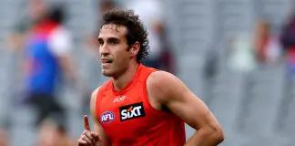 MELBOURNE, AUSTRALIA - MARCH 29: Ben King of the Suns celebrates kicking a goal during the round three AFL match between Melbourne Demons and Gold Coast Suns at Melbourne Cricket Ground, on March 29, 2025, in Melbourne, Australia. (Photo by Josh Chadwick/AFL Photos/via Getty Images)