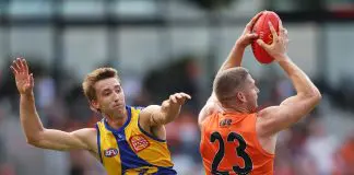 FINAL TEAMS: West Coast vs GWS – Round 10, 2026 SYDNEY, AUSTRALIA - APRIL 06: Jesse Hogan of the Giants takes a contested mark during the round four AFL match between GWS Giants and West Coast Eagles at ENGIE Stadium, on April 06, 2025, in Sydney, Australia. (Photo by Mark Metcalfe/AFL Photos/via Getty Images)