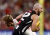 ADELAIDE, AUSTRALIA - APRIL 11: Steele Sidebottom of the Magpies in action during the 2025 AFL Round 05 match between the Collingwood Magpies and the Sydney Swans at Adelaide Oval on April 11, 2025 in Adelaide, Australia. (Photo by Michael Willson/AFL Photos via Getty Images)