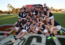 Gather Round state league clash locked in for 2026 TANUNDA, AUSTRALIA - APRIL 12: The VFL team celebrate the win during the 2025 AAMI State Men's Game between SANFL and VFL at Tanunda Recreation Park on April 12, 2025 in Tanunda, Australia. (Photo by Kelly Barnes/AFL Photos/via Getty Images)