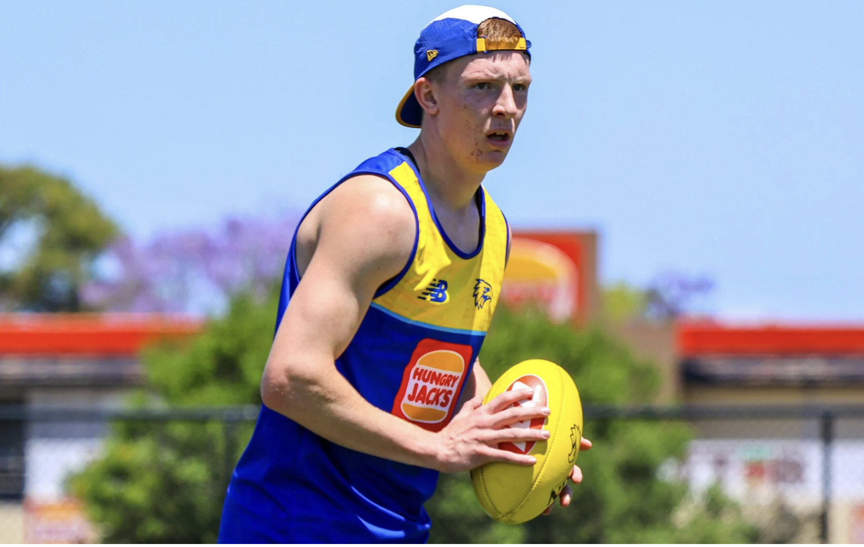 Lucca Grego of the West Coast Eagles at training in 2025 (Image via West Coast FC)