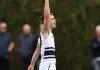 MELBOURNE, AUSTRALIA - AUGUST 19: Tyson Gresham of the Knights celebrates a goal during the round 16 Coates Talent League Boys match between Sandringham Dragons and Northern Knights at Trevor Barker Beach Oval on August 19, 2023 in Melbourne, Australia. (Photo by Jonathan DiMaggio/AFL Photos/via Getty Images)