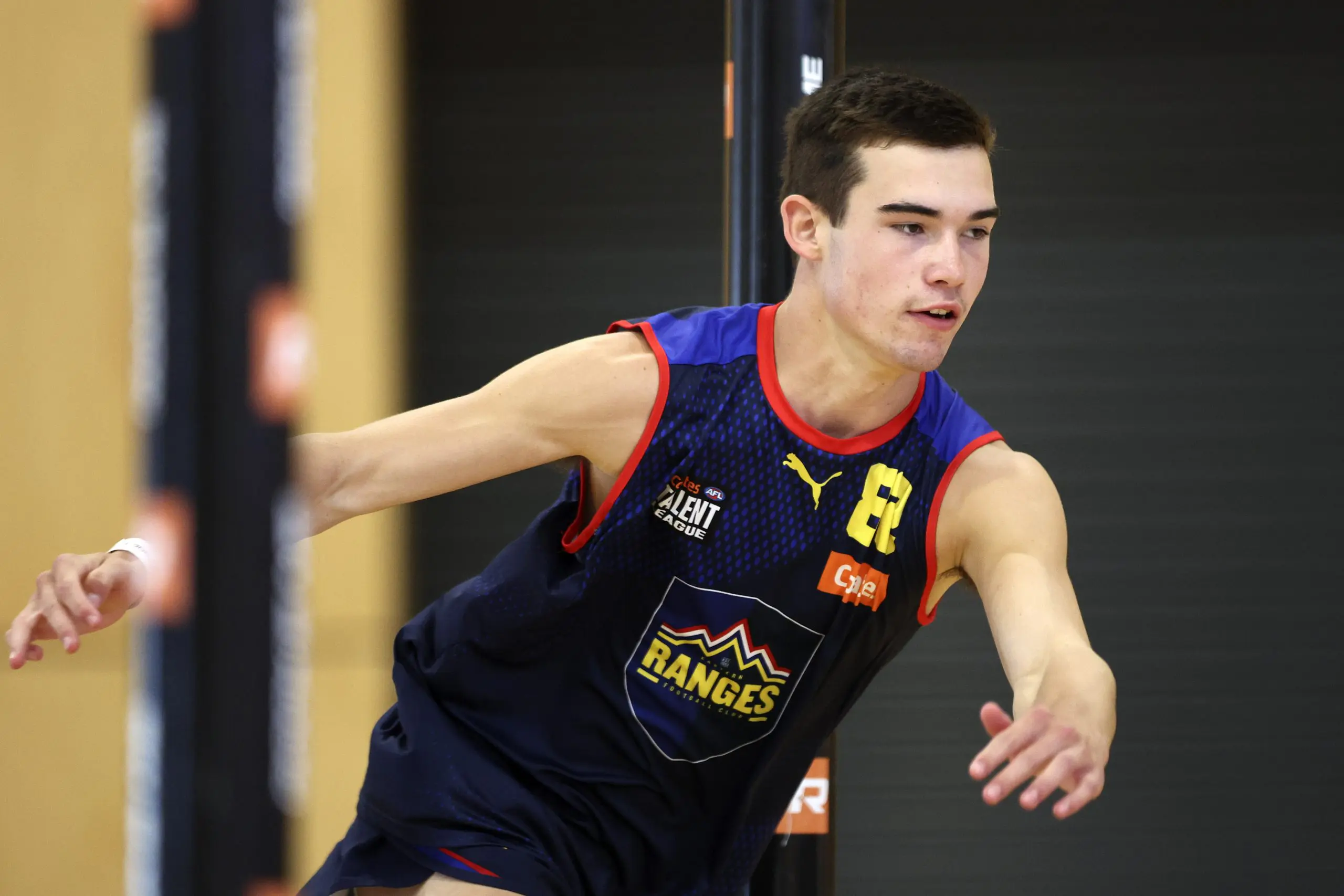 MELBOURNE, AUSTRALIA - MARCH 9: Xavier Taylor of Eastern Ranges in action during the Coates Talent League Boys Testing at Narrandjeri Stadium on March 09, 2024 in Melbourne, Australia. (Photo by Martin Keep/AFL Photos/via Getty Images)