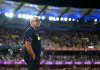 BRISBANE, AUSTRALIA - MARCH 29: Brisbane Lions senior coach Chris Fagan looks on after his team's victory during the round three AFL match between Brisbane Lions and Geelong Cats at The Gabba, on March 29, 2025, in Brisbane, Australia. (Photo by Albert Perez/AFL Photos via Getty Images)