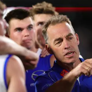 ADELAIDE, AUSTRALIA - APRIL 26: Alastair Clarkson, Senior Coach of the Kangaroos during the 2025 AFL Round 07 match between the Port Adelaide Power and the North Melbourne Kangaroos at Adelaide Oval on April 26, 2025 in Adelaide, Australia. (Photo by Sarah Reed/AFL Photos via Getty Images)
