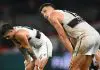 MELBOURNE, AUSTRALIA - APRIL 26: Rowan Marshall of the Saints looks dejected after losing the round seven AFL match between St Kilda Saints and Brisbane Lions at Marvel Stadium, on April 26, 2025, in Melbourne, Australia. (Photo by Quinn Rooney/Getty Images)
