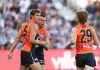 GEELONG, AUSTRALIA - MAY 11: Aaron Cadman of the Giants celebrates kicking a goal during the round nine AFL match between Geelong Cats and GWS Giants at GMHBA Stadium on May 11, 2025 in Geelong, Australia. (Photo by Graham Denholm/AFL Photos/Getty Images)