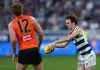 Geelong star’s injury extent revealed GEELONG, AUSTRALIA - MAY 11: Max Holmes of the Cats in action during the round nine AFL match between Geelong Cats and GWS Giants at GMHBA Stadium on May 11, 2025 in Geelong, Australia. (Photo by Graham Denholm/AFL Photos/Getty Images)