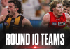 Round 10 Team Line-Ups