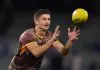 AFL Pre-season teams: AAMI Community Series MELBOURNE, AUSTRALIA - JUNE 05: Sam Butler of the Hawks warms up ahead of the round 13 AFL match between Western Bulldogs and Hawthorn Hawks at Marvel Stadium, on June 05, 2025, in Melbourne, Australia. (Photo by Morgan Hancock/Getty Images)