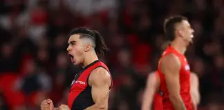 Why livewire Essendon forward signed new deal MELBOURNE, AUSTRALIA - JULY 05: Isaac Kako of the Bombers celebrates kicking a goalduring the round 17 AFL match between Essendon Bombers and Gold Coast Suns at Marvel Stadium on July 05, 2025 in Melbourne, Australia. (Photo by Graham Denholm/AFL Photos)