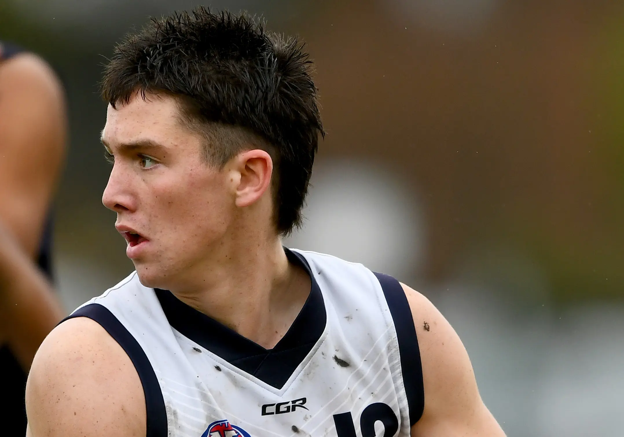 MELBOURNE, AUSTRALIA - JUNE 28: Jesse Mellor of Vic Country runs with the ball during the Victorian Diversity All-Stars U18 Boys match between Vic Country and Vic Metro at Warrawee Park on June 28, 2023 in Melbourne, Australia. (Photo by Josh Chadwick/AFL Photos/via Getty Images)