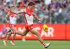 MRO hands out pair of suspensions PERTH, AUSTRALIA - MARCH 23: Angus Sheldrick of the Swans kicks the ball during the 2025 AFL Round 02 match between the Fremantle Dockers and the Sydney Swans at Optus Stadium on March 23, 2025 in Perth, Australia. (Photo by Janelle St Pierre/AFL Photos via Getty Images)