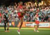 ADELAIDE, AUSTRALIA - JUNE 21: Joel Amartey of the Swans kicks the ball during the 2025 AFL Round 15 match between the Port Adelaide Power and the Sydney Swans at Adelaide Oval on June 21, 2025 in Adelaide, Australia. (Photo by James Elsby/AFL Photos via Getty Images)