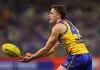 Second-year West Coast flanker reveals new role PERTH, AUSTRALIA - JULY 04: Tom McCarthy of the Eagles handballs during the round 17 AFL match between West Coast Eagles and GWS Giants at Optus Stadium on July 04, 2025 in Perth, Australia. (Photo by Paul Kane/Getty Images)