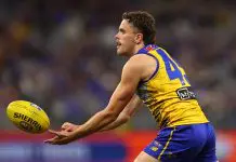 Second-year West Coast flanker reveals new role PERTH, AUSTRALIA - JULY 04: Tom McCarthy of the Eagles handballs during the round 17 AFL match between West Coast Eagles and GWS Giants at Optus Stadium on July 04, 2025 in Perth, Australia. (Photo by Paul Kane/Getty Images)