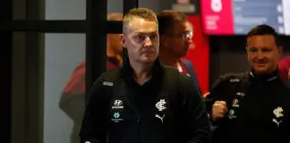 MELBOURNE, AUSTRALIA - OCTOBER 03: Brad Lloyd, Head of Football of the Blues arrives during The 2022 Continental Tyres AFL Trade Period at Marvel Stadium on October 03, 2022 in Melbourne, Australia. (Photo by Michael Willson/AFL Photos via Getty Images)