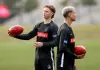 SA club shows interest in Pies defender: AFL trade news MELBOURNE, AUSTRALIA - MAY 23: Wil Parker of the Magpies and Bobby Hill of the Magpies in action during a Collingwood Magpies AFL Captain's Run at AIA Centre on May 23, 2024 in Melbourne, Australia. (Photo by Kelly Defina/Getty Images)