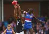 In-demand Western Bulldogs defender addresses future BALLARAT, AUSTRALIA - MAY 03: Esava Ratugolea of the Power and Buku Khamis of the Bulldogs compete for the ball during the round eight AFL match between Western Bulldogs and Port Adelaide Power at Mars Stadium, on May 03, 2025, in Ballarat, Australia. (Photo by Morgan Hancock/Getty Images)