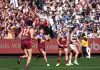 MELBOURNE, AUSTRALIA - SEPTEMBER 27: Levi Ashcroft of the Lions celebrates a goal during the AFL Grand Final match between the Geelong Cats and the Brisbane Lions at the Melbourne Cricket Ground on September 27, 2025 in Melbourne, Australia. (Photo by James Wiltshire/AFL Photos via Getty Images)