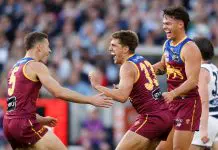 Victorian club joins race for Brisbane gun MELBOURNE, AUSTRALIA - SEPTEMBER 27: (L-R) Josh Dunkley, Zac Bailey and Cam Rayner of the Lions celebrate during the AFL Grand Final match between the Geelong Cats and the Brisbane Lions at the Melbourne Cricket Ground on September 27, 2025 in Melbourne, Australia. (Photo by Michael Willson/AFL Photos via Getty Images)