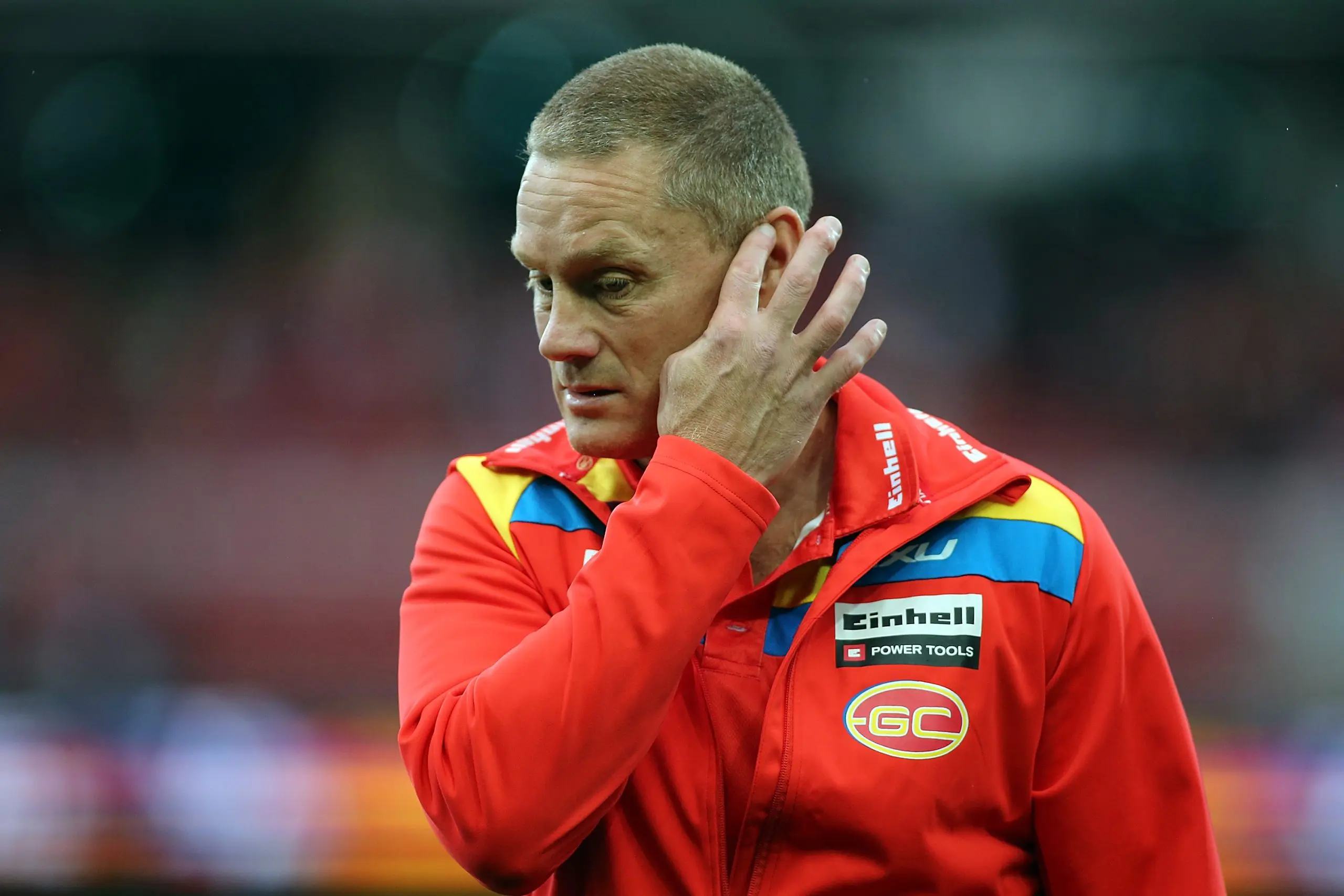 ADELAIDE, AUSTRALIA - JUNE 01: Guy McKenna of the Suns looks on during the round 11 AFL match between the Adelaide Crows and the Gold Coast Suns at Adelaide Oval on June 1, 2014 in Adelaide, Australia. (Photo by Morne de Klerk/Getty Images)