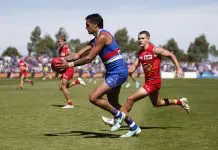 Clauses and a trigger: Inside Jamarra’s Gold Coast contract BALLARAT, AUSTRALIA - MARCH 24: Jamarra Ugle-Hagan of the Bulldogs kicks the ball during the round two AFL match between Western Bulldogs and Gold Coast Suns at Mars Stadium, on March 24, 2024, in Ballarat, Australia. (Photo by Daniel Pockett/Getty Images)