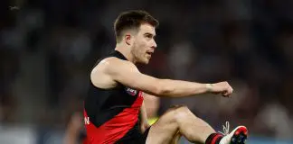 “Poor as I’ve seen it”: Essendon’s senior core under fire after lacklustre performance GEELONG, AUSTRALIA - AUGUST 08: Zach Merrett of the Bombers kicks the ball during the 2025 AFL Round 22 match between the Geelong Cats and the Essendon Bombers at GMHBA Stadium on August 8, 2025 in Geelong, Australia. (Photo by Michael Willson/AFL Photos via Getty Images)