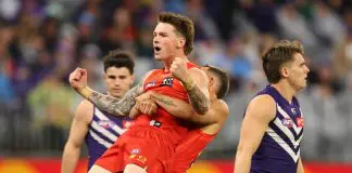 “Hasn’t been so awkward”: The superstar embracing Suns young gun after failed trade exit PERTH, AUSTRALIA - SEPTEMBER 06: Bailey Humphrey of the Suns celebrates a goal during the AFL Elimination Final match between the Fremantle Dockers and Gold Coast Suns at Optus Stadium on September 06, 2025 in Perth, Australia. (Photo by Paul Kane/Getty Images)