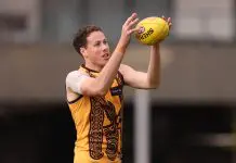 Untried pair of Hawks land new deals MELBOURNE, AUSTRALIA - SEPTEMBER 10: Jaime Uhr-Henry of the Hawks takes the ball during a Hawthorn Hawks AFL training session at Waverley Park on September 10, 2025 in Melbourne, Australia. (Photo by Robert Cianflone/Getty Images)