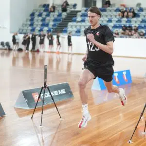 MELBOURNE, AUSTRALIA - OCTOBER 05: Marcus Krasnadamskis  at State Netball Hockey Centre on October 05, 2025 in Melbourne, Australia. (Photo by Asanka Ratnayake/AFL Photos/via Getty Images)