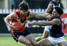 Top 10 pick sidelined with recurrence of a past injury ADELAIDE, AUSTRALIA - JUNE 08: Sam Cumming (vc) of South Australia competes with Adam Sweid of Vic Metro during the Marsh AFL National Championships U18 Boys match between South Australia and Victoria Metro at Alberton Oval, on June 08, 2025, in Adelaide, Australia. (Photo by Mark Brake/AFL Photos/via Getty Images)
