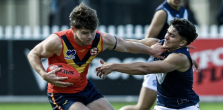Top 10 pick sidelined with recurrence of a past injury ADELAIDE, AUSTRALIA - JUNE 08: Sam Cumming (vc) of South Australia competes with Adam Sweid of Vic Metro during the Marsh AFL National Championships U18 Boys match between South Australia and Victoria Metro at Alberton Oval, on June 08, 2025, in Adelaide, Australia. (Photo by Mark Brake/AFL Photos/via Getty Images)