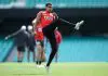 SYDNEY, AUSTRALIA - SEPTEMBER 13: James Bell of the Swans kicks during a Sydney Swans AFL training session at Sydney Cricket Ground on September 13, 2022 in Sydney, Australia. (Photo by Jason McCawley/Getty Images)
