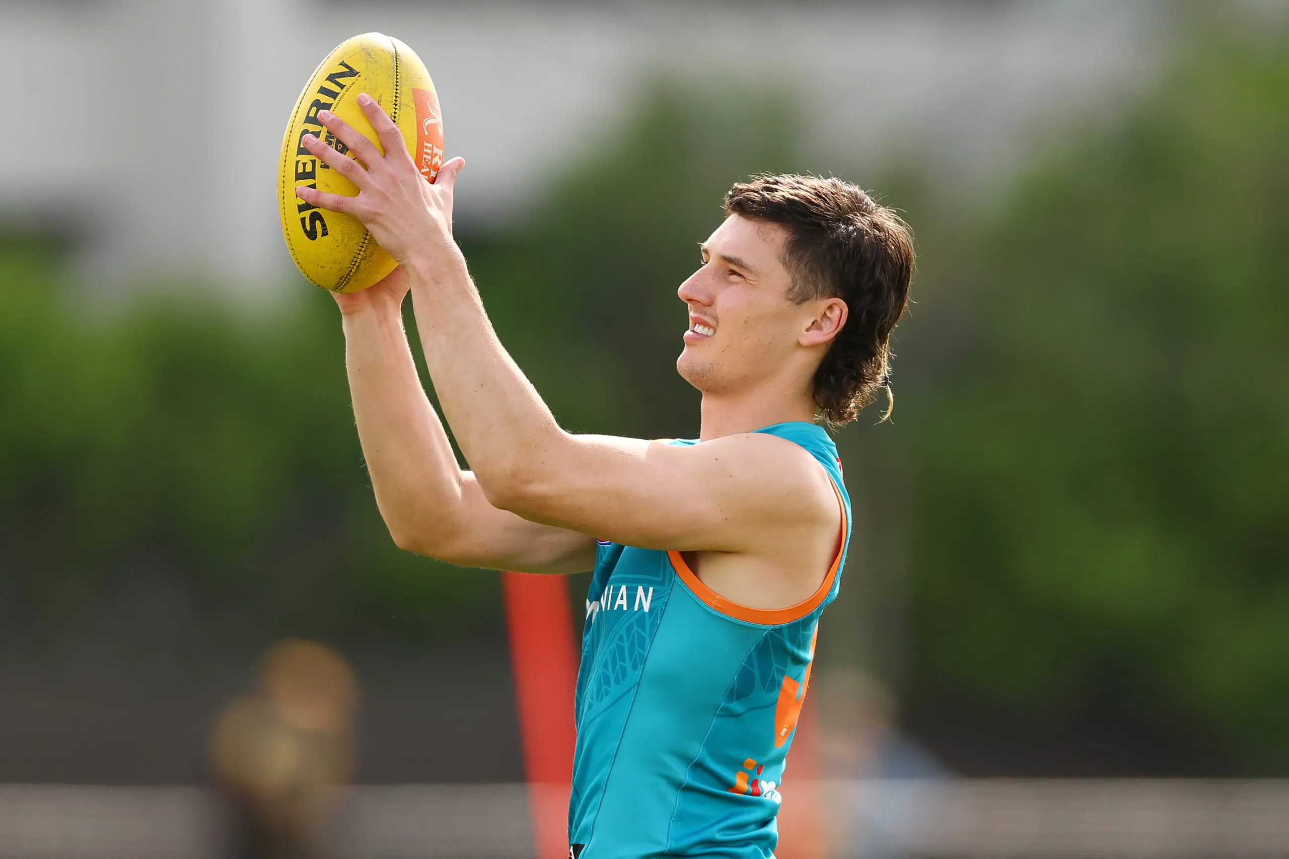 MELBOURNE, AUSTRALIA - SEPTEMBER 11: Connor Macdonald of the Hawks trains during a Hawthorn Hawks AFL training session at Waverley Park on September 11, 2024 in Melbourne, Australia. (Photo by Morgan Hancock/Getty Images)